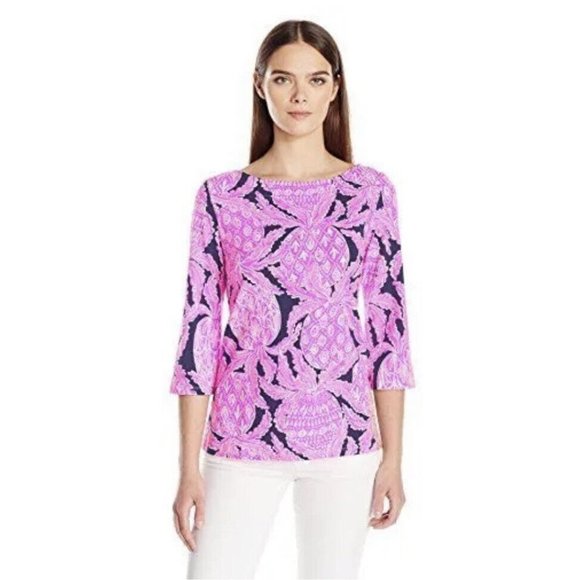 Lilly Pulitzer Waverly Top Pink Pineapple Coco Safari XS RARE HTF GORGEOUS - Picture 6 of 9